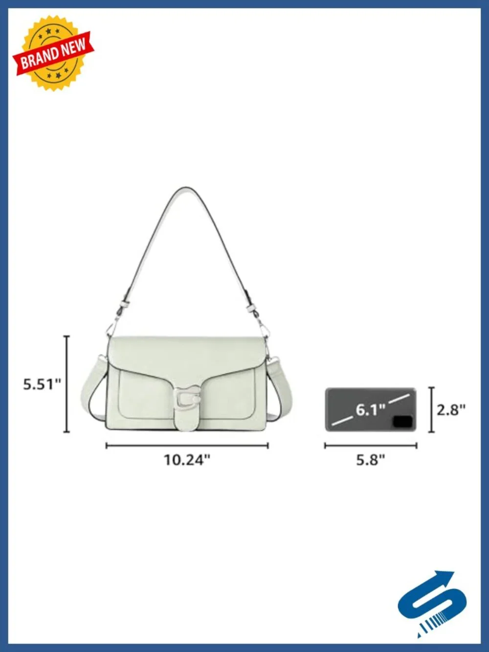 Vegan Leather Crossbody Bag with 2 Detachable Straps, Retro Purse